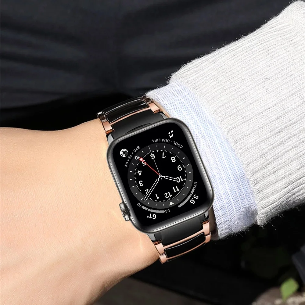Ceramic Strap for Apple Watch Ultra Band 49mm 45mm 44mm 41mm Accessories Stainless Steel Bracelet for Apple Watch Series 8 7 6 5