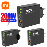 Xiaomi 200W 6-Port USB C Charger Super Fast Charging PD Quick Charge 3.0 Wall Phone Adapter For iPhone Samsung Huawei Xiaomi