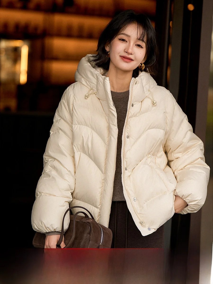 

XiaoHanGe Warm Winter Small Stove 95 Goose down Bread Sle down Jaet Regular Fit Commute Sle Polyester Fiber Filled Coat