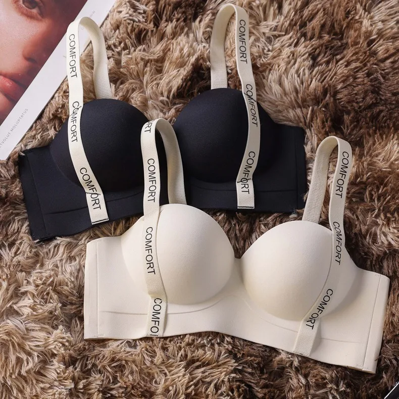 Non-mark Underwear Women Gather Small Chest Flat Chest Large No Steel Ring on The Support Bra Set Breast Anti-sagging Bra