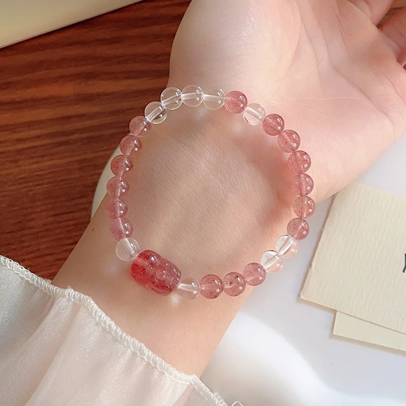 

Весенне-летний натуральный клубничный Pixiu для женщин, новый браслет с белыми кристаллами в китайском стиле, ювелирные изделия Hanfu, подарок лучшему другу