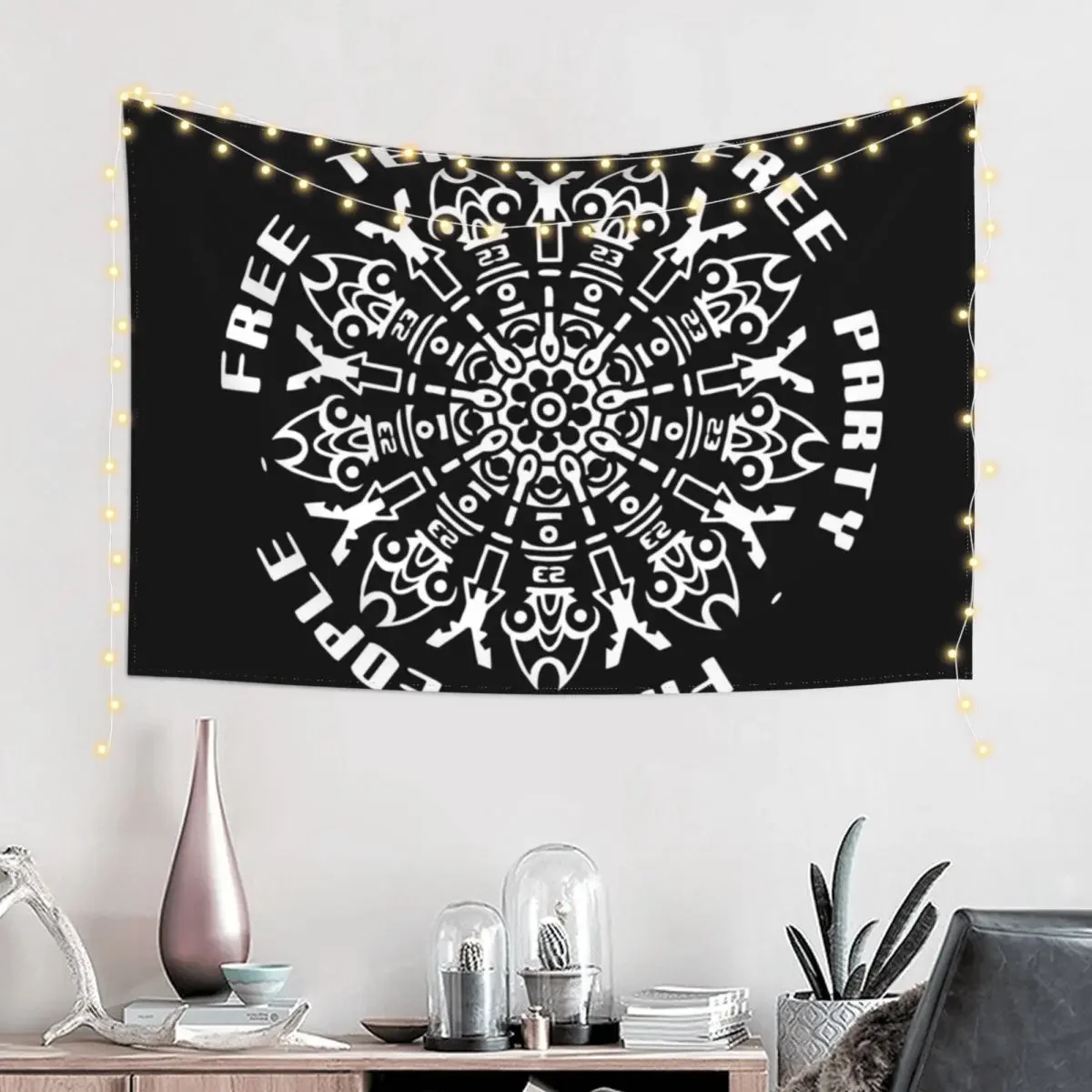 23FT001 - Tekno 23 free people free tekno free party Tapestry Luxury Living Room Decoration Home Decoration Tapestry