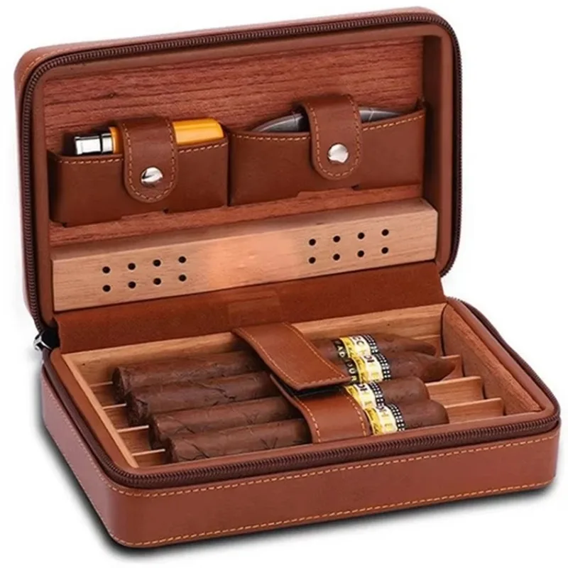 

Personalized wood leather custom cigar accessories humidor travel humidor