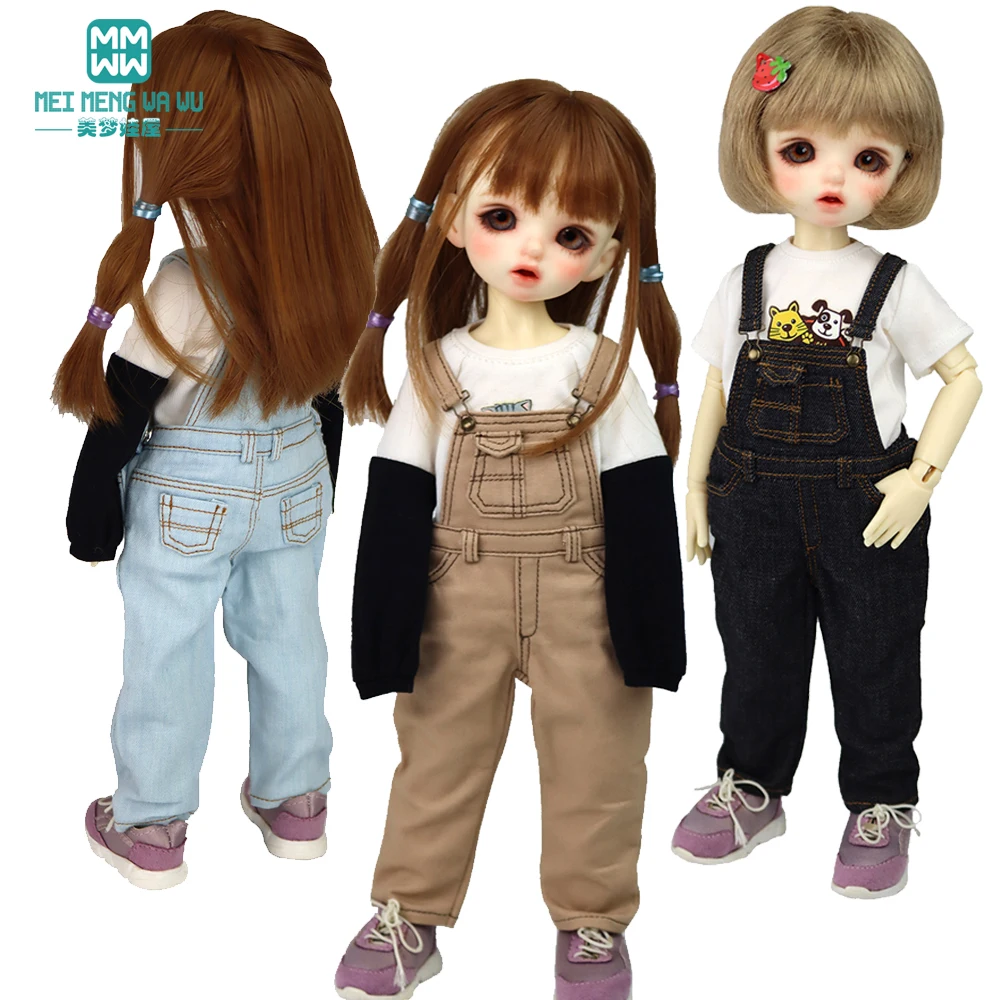 

27cm-30cm 1/6 BJD YOSD doll clothes Fashion Denim suspenders pants Khaki, black, denim blue