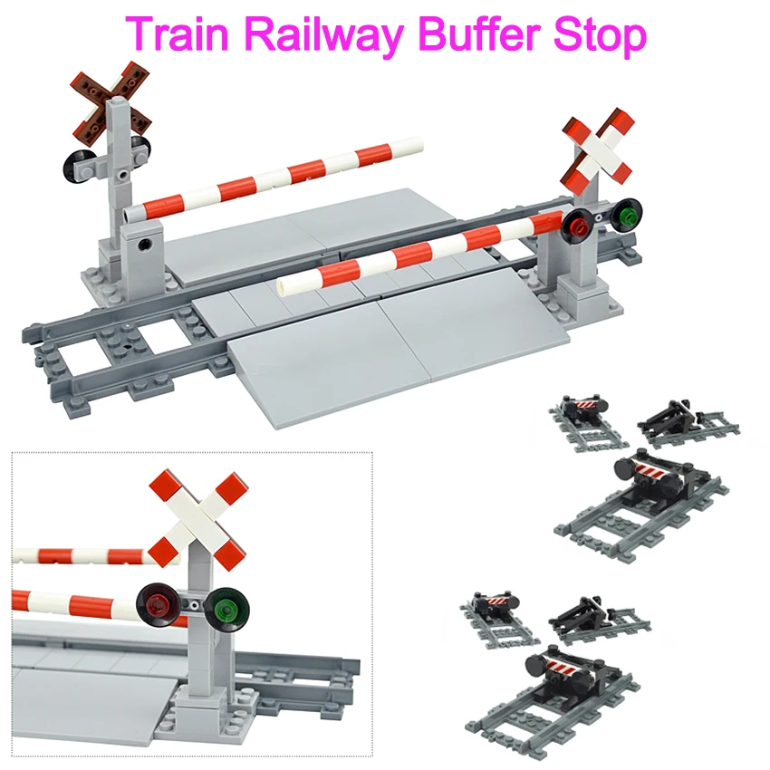 

MOC City Train Parts Walkway Track Train Station Brick Railway Buffer Stop Model Straight Track Traffic Leduo Building Block Toy