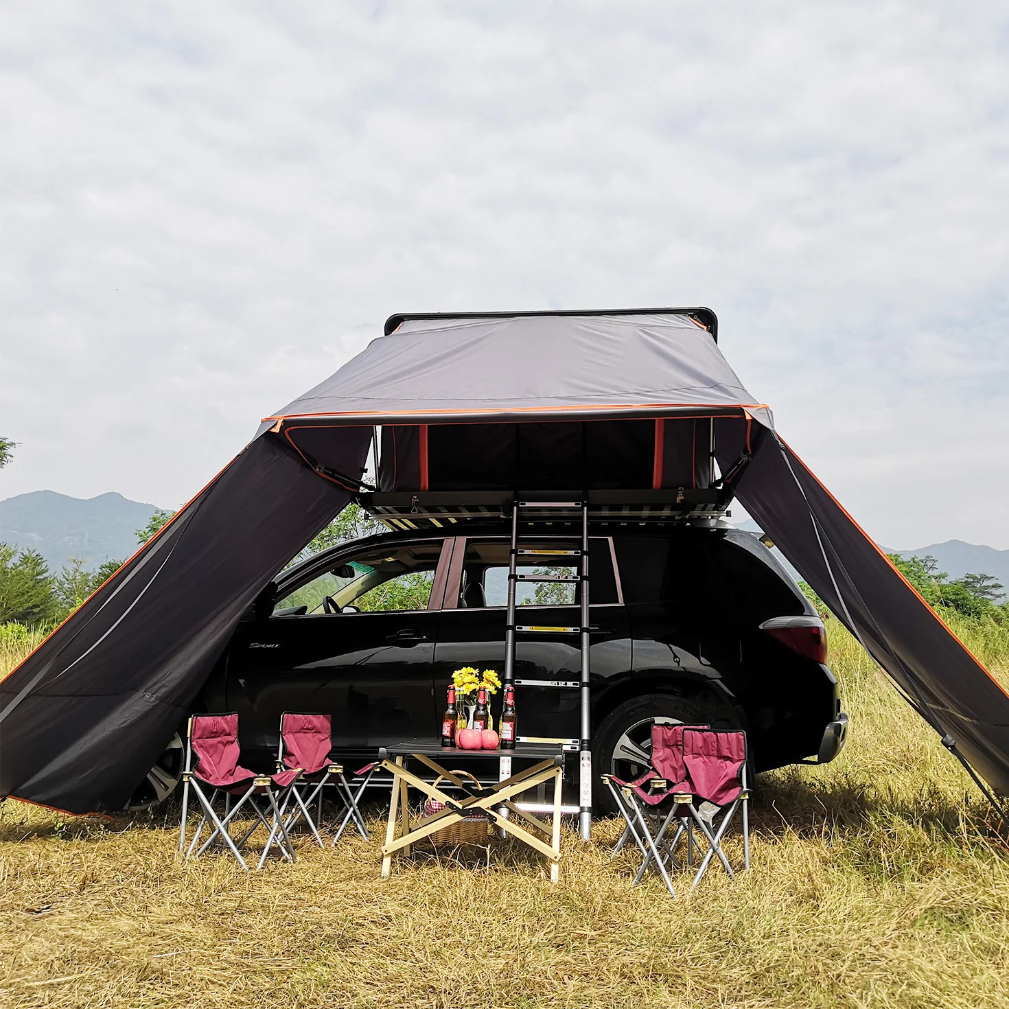 Waterproof Eunshade Folding Oof Top Pop-up Car Camping Outdoor Tent With Awning