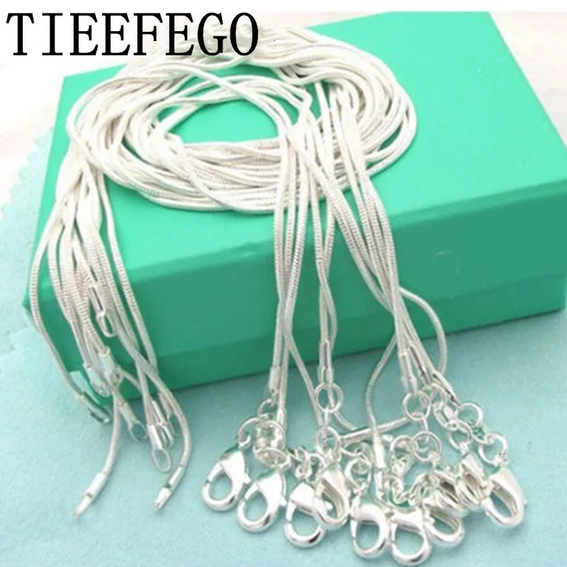 

925 Sterling Silver 10pcs/Lot 16/18/20/22/24/26/28/30 Inch 1.2mm Snake Chain Necklace For Woman Man Fashion Charm Jewelry Gifts