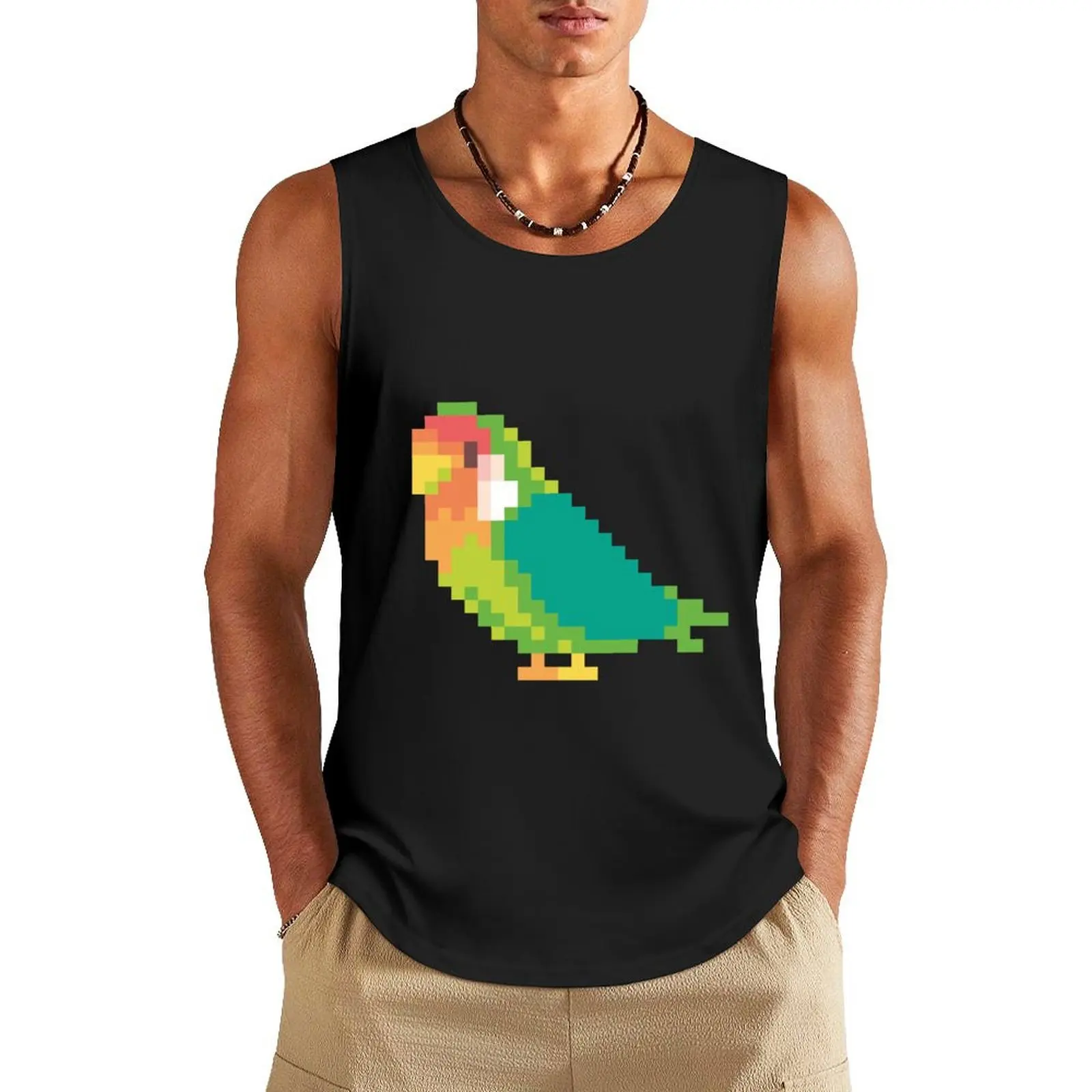Майка Lovebird Pixelart, мужская рубашка без рукавов, спортивная одежда