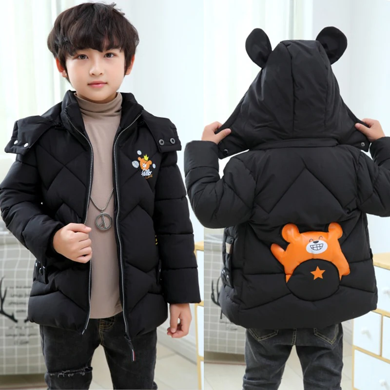 2 3 4 5 Years Boys Jacket New Fashion Autumn Winter Keep Warm Coats For Kids Clothes Cute Little Bear Hooded Zipper Baby Outwear