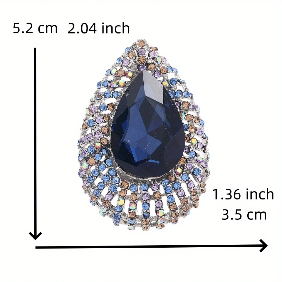 Fashion Women Men Shining Waterdrop Crystal Brooch Badges Elegant High-end Party Banquet Clothing Suit Pin