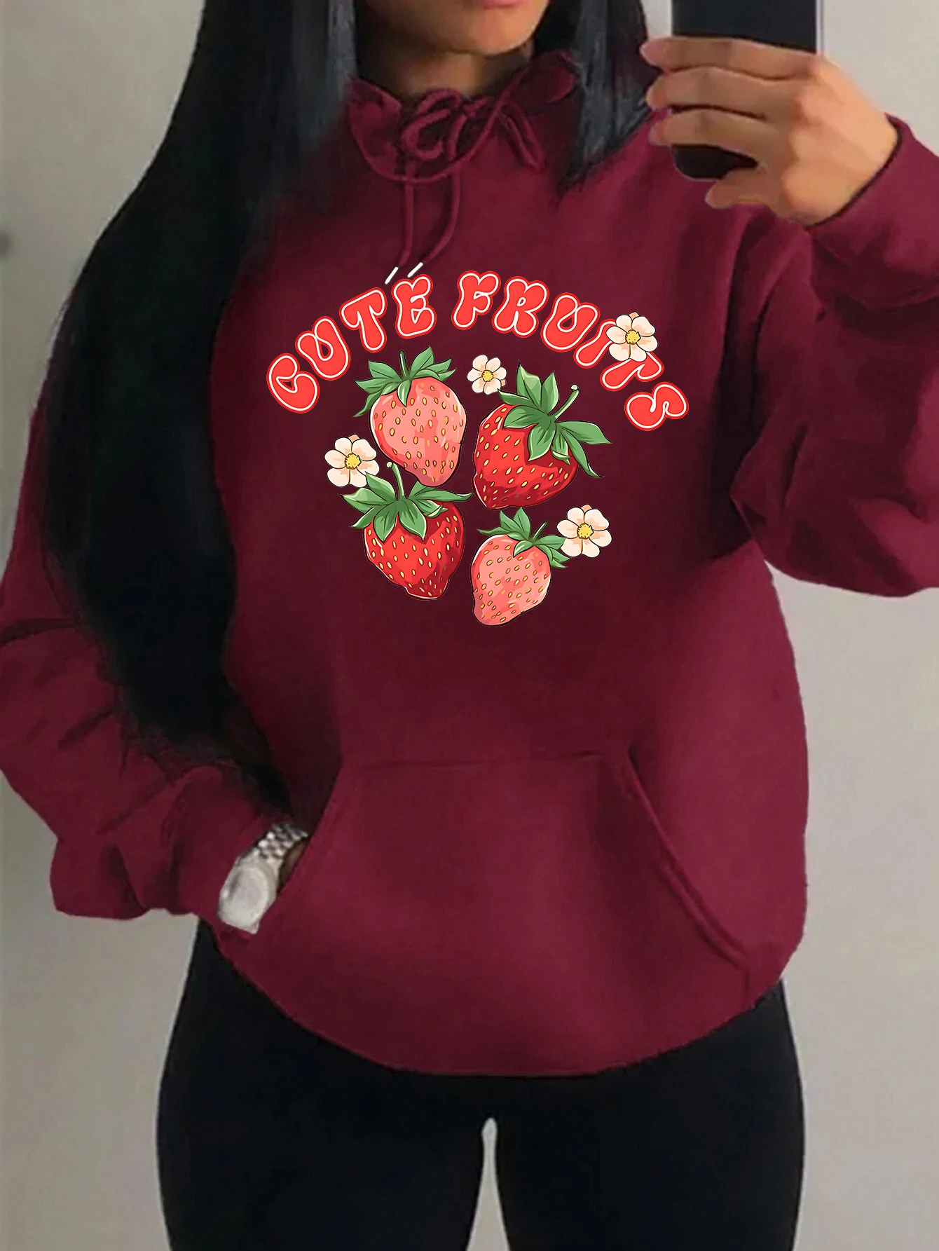 

Fresh Strawberry Fruits Pattern Women Hoodie Fashion Multicolor Hoodies Casual Unisex Streetwear Harajuku Fleece Soft Hoody