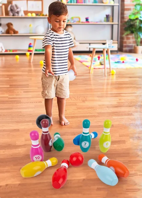 Bolos de madera maciza para niños, jardín de infantes, juegos de pelota de interior, educación infantil para padres e hijos, juguetes rompecabezas