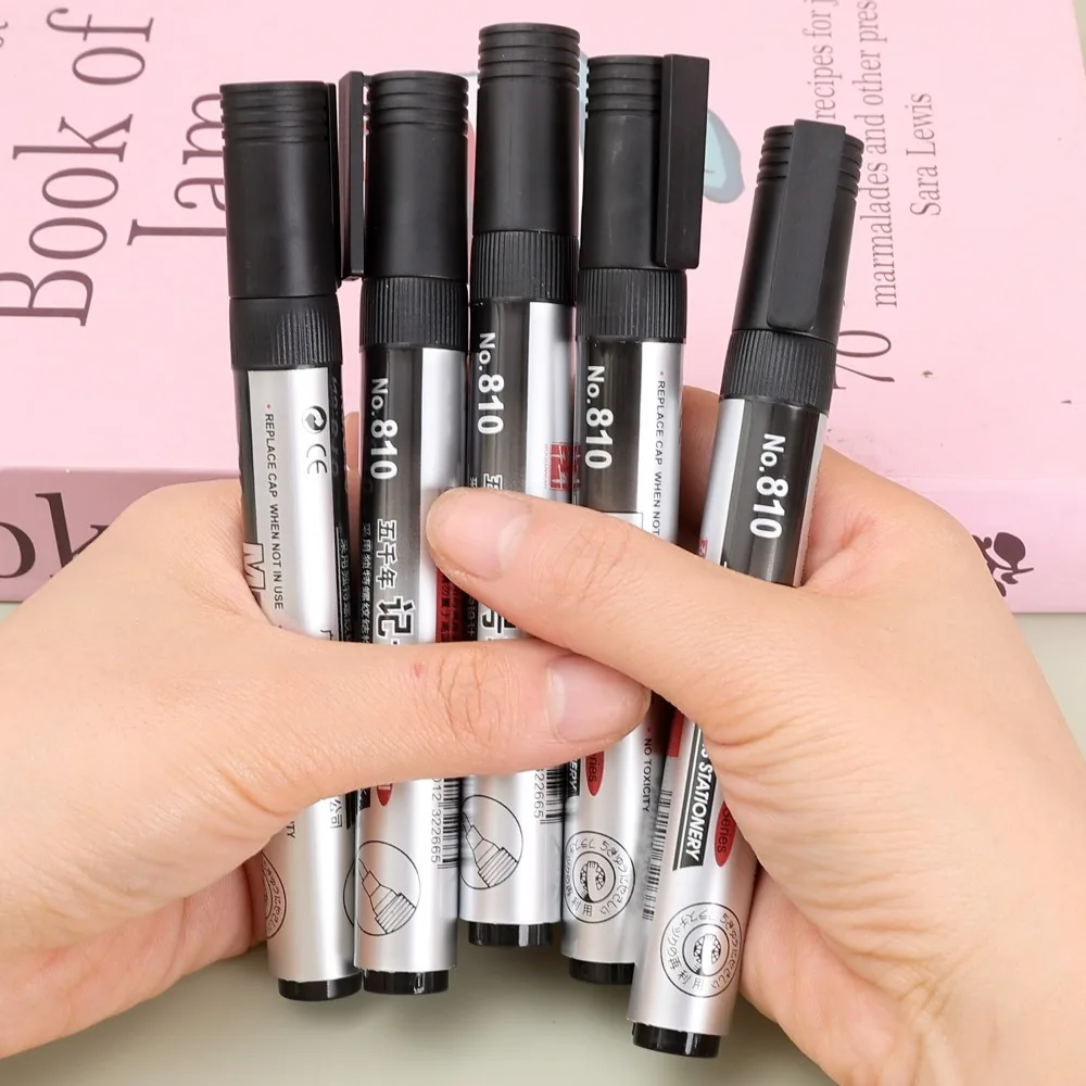 1-10pcs DIY Thick Tip Permanent Paint Marker Black Oil Waterproof Signature Pen for Paper Marker Quick Drying Marker Pen for Art