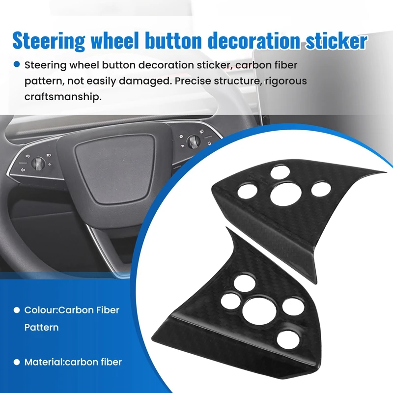 AU04 -Car Steering Wheel Scroll Knob Trim Sticker Carbon Fiber For Tesla Model 3 Highland 2024 Car Interior Accessories