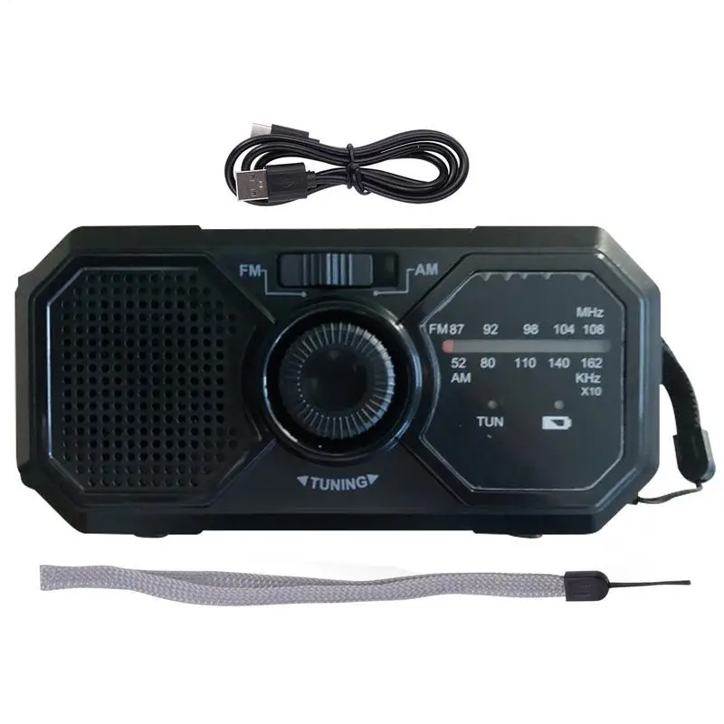

Solar Powered Radio Mobile Rechargeable FM/AM Radio LED Flashlight Hand-cranked Lighting Radio for Outdoor Camping Survival