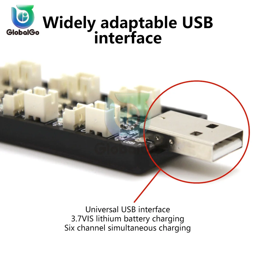 شاحن بطارية 6CH USB 1S LiPo/LiHv 3.7V/4.2V 3.8V/4.35V لوحة شاحن بطارية 5V 2A USB لوحة لعبة طائرة بدون طيار medel