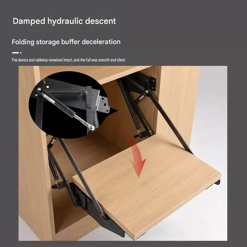 New Hidden Kitchen Lifting Cabinet System - Spring Rack Automatic Mechanical Telescopic Lift Shelf for Mixer Storage