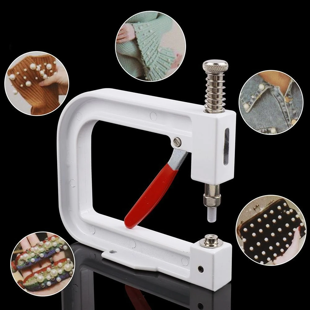 DIY Handmade Pearl Setting Machine, 4-10mm Dies, Rivet Inlay Tool for Apparel & Bag Decoration