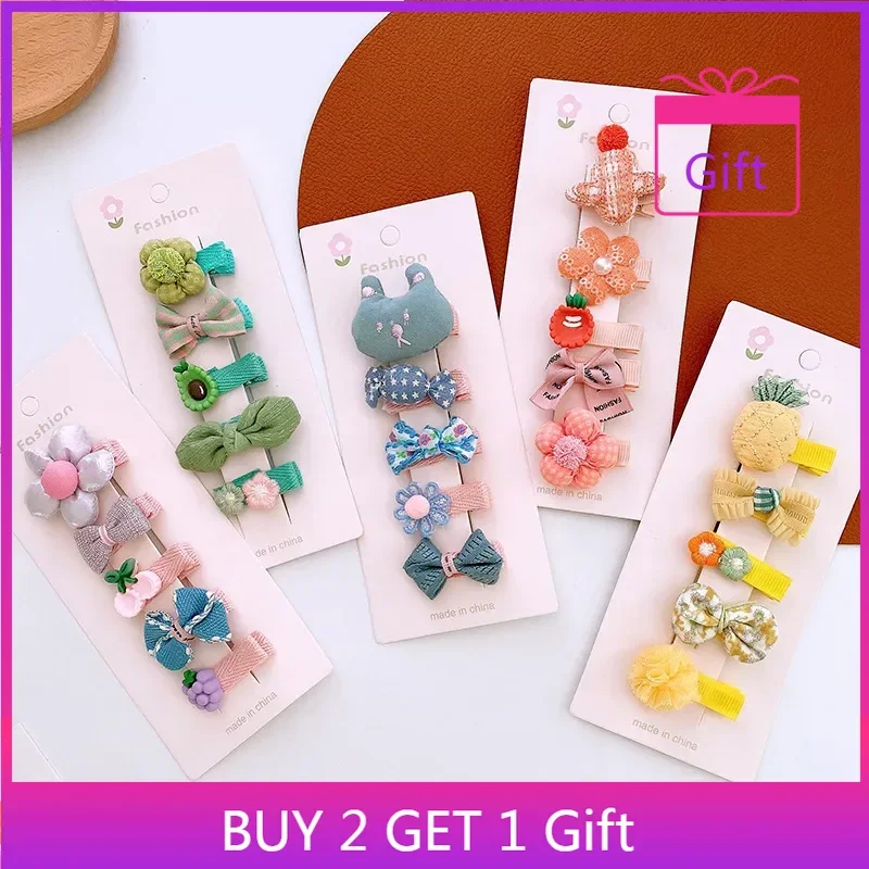 

Korean Baby Hair Bows Non-Slip Clips 5pcs Pastel Color Set Gentle Hair Hold Toddler Accessories No Damage Soft Edges