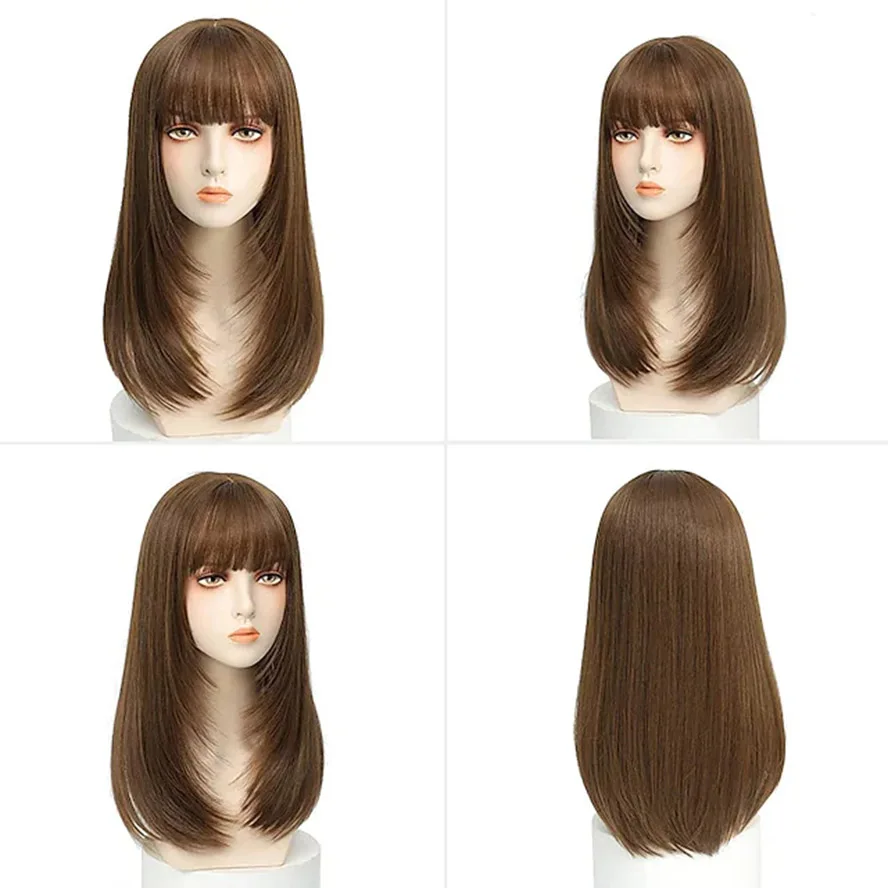 Brown Wigs for Women Synthetic Wig Curly Minaj Layered Haircut Wig Long Medium Brown Strawberry Blonde Synthetic Hair Party Wigs