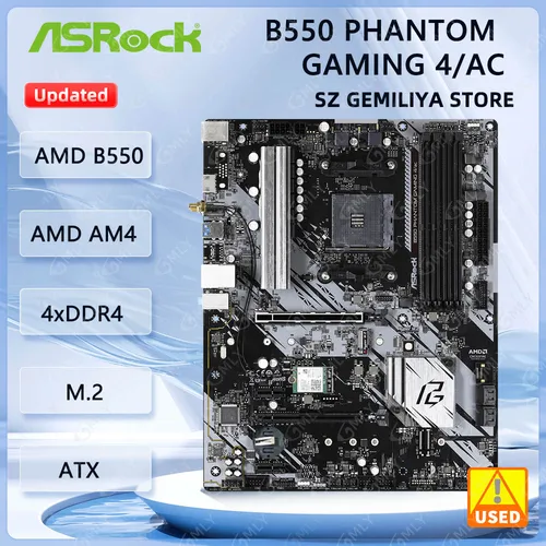 AMD B550 ASROCK B550 PHANTOM GAMING 4/ac placa base AM4 DDR4 128GB compatible con Ryzen 5 5500 7 5700X PRO 3200G cpu NVMe SSD M.2 ATX