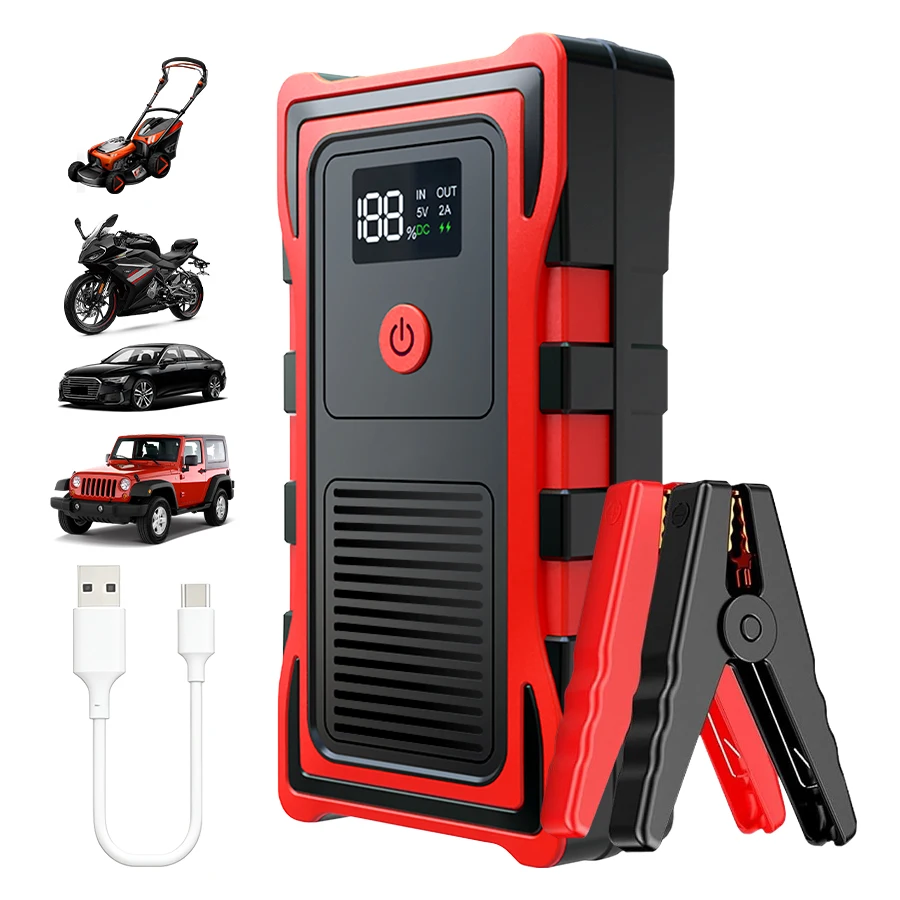 Avviatore di Emergenza per Auto da 12000mAh, Booster per Batteria Veicolare, con Luce LED Adatto per Veicoli a Benzina, Diesel e SUV