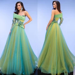 Yipeisha Matching Women One-shoulder Ball Gown Celebrity  Applique Draped Floor Length Organza Evening Vestido