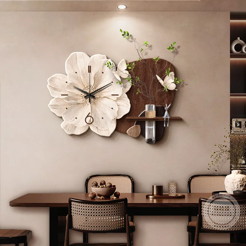 Medieval Style Restaurant Hanging Clock Wall Art 2026 New Living Room Background Decorative Painting 3D Premium Wall Mural
