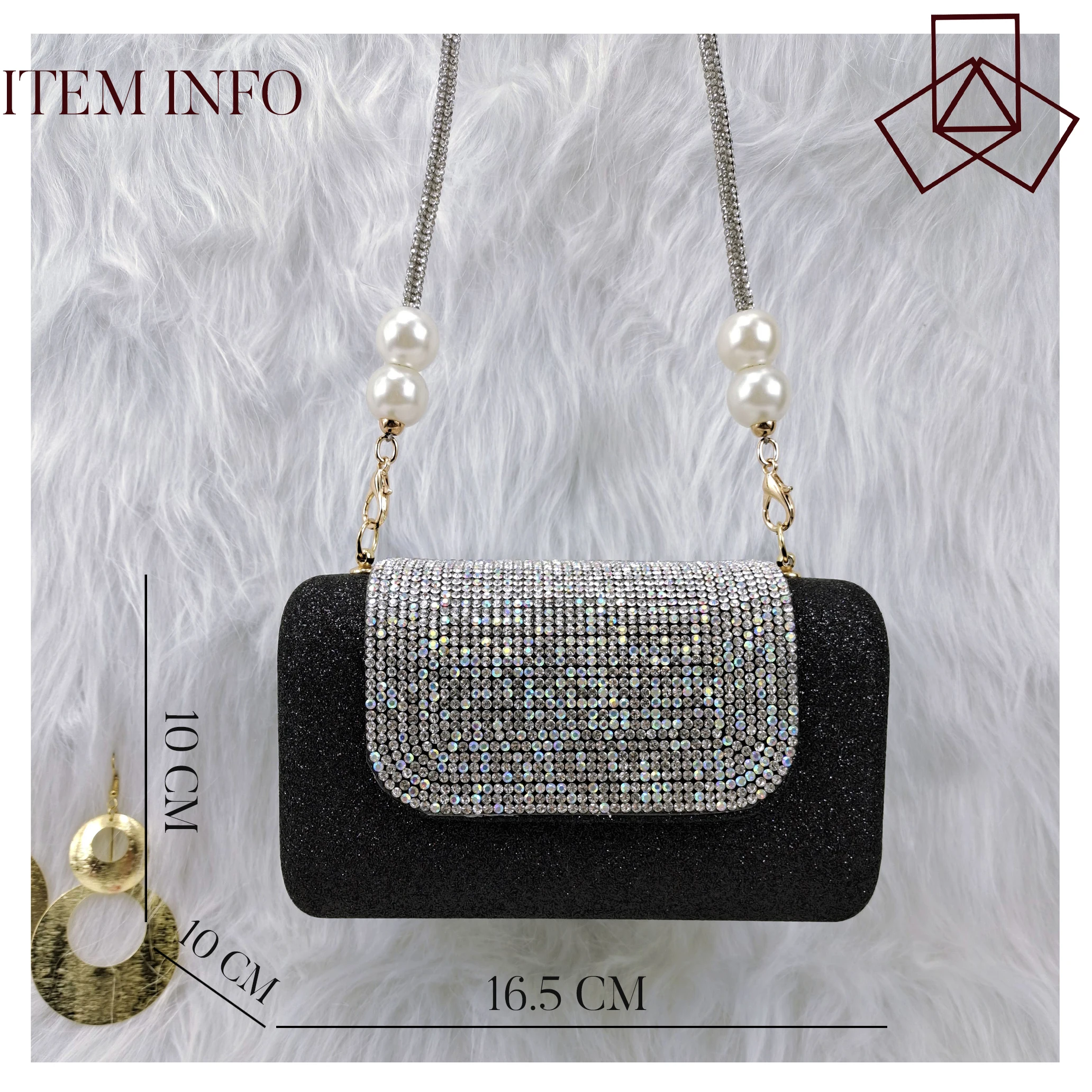 Hot Selling Italian Design Shoes and Bag Decorated with Crystal Black Color For Party and Wedding