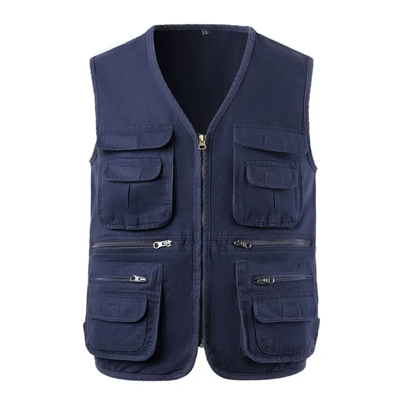 2024 New Men's Cargo Vest Winter Thick Fleece Warm Sleeveless Jacket Solid Color Tactical Coat Men Pockets Work Waistcoat 6XL