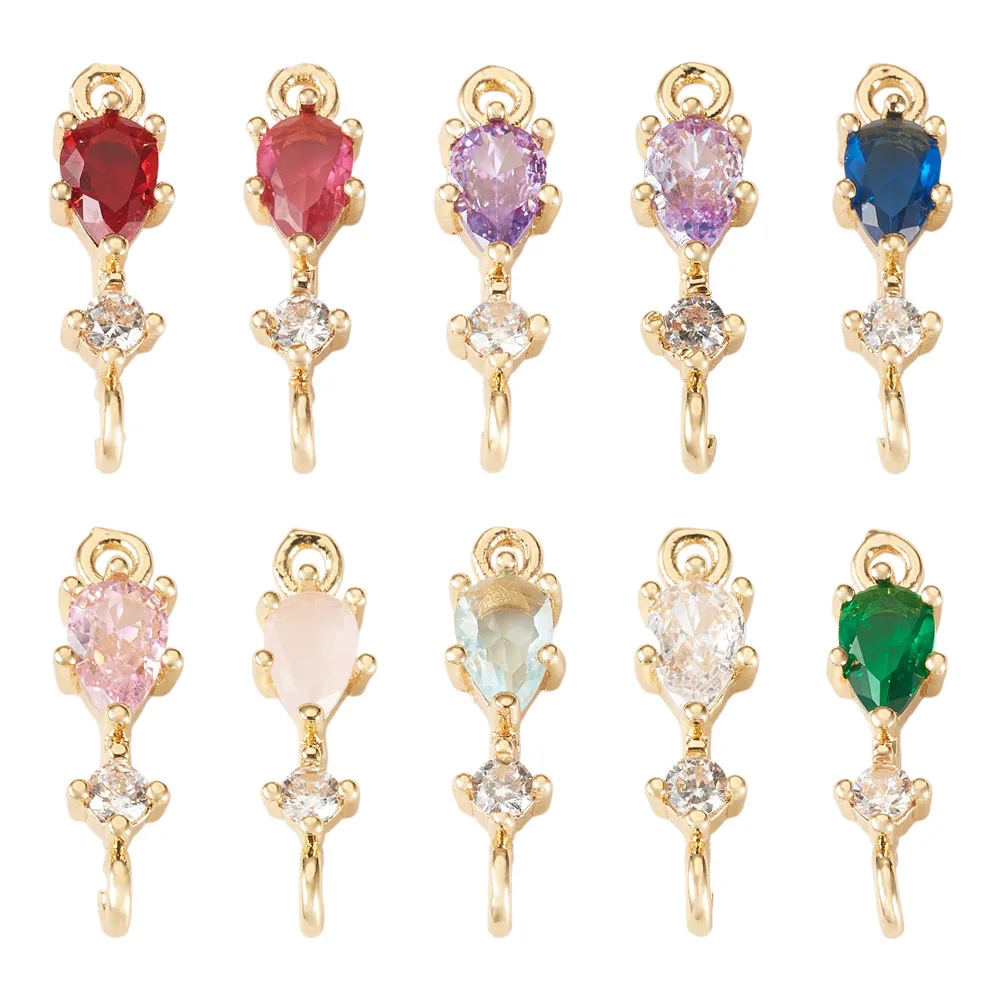 

20Pcs 10 Colors Teardrop Charms Brass Micro Pave Cubic Zirconia Pendants for Jewelry Making DIY Bracelet Earrings Accessories