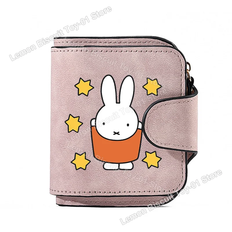 Miffy Women Short Wallet Korean Hasp Small Purse Zip Coin Pocket PU Leather Vintage Female Credit Card Holder Birthday Gifts view 5