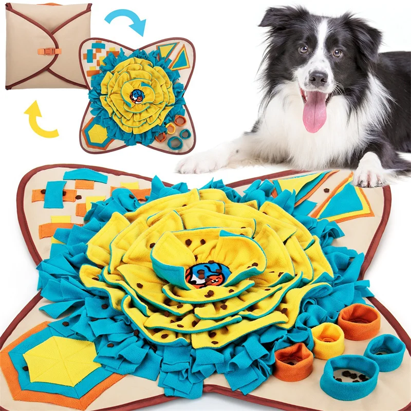 Large Dog Snuffle Mat Slow Feeding Toy Nosework Training Sniffing Mat Interactive Dogs Toys Stress Relief Slow Eat Dog Treat Mat