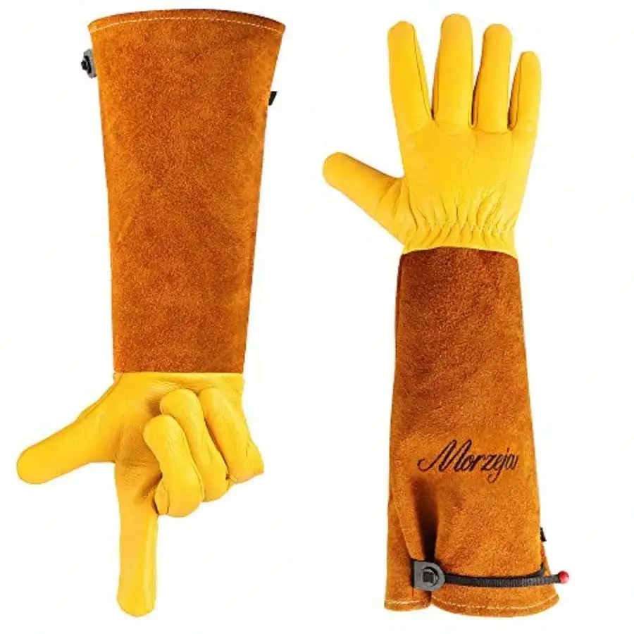

Professional Gardening Gloves For MenandWomen Rose Pruning Gloves Thorn Proof Adjustable Cuff Breathable Leather Cowhide Long Garden Gloves Garden Gifts And Tools For Gardener Yard Work