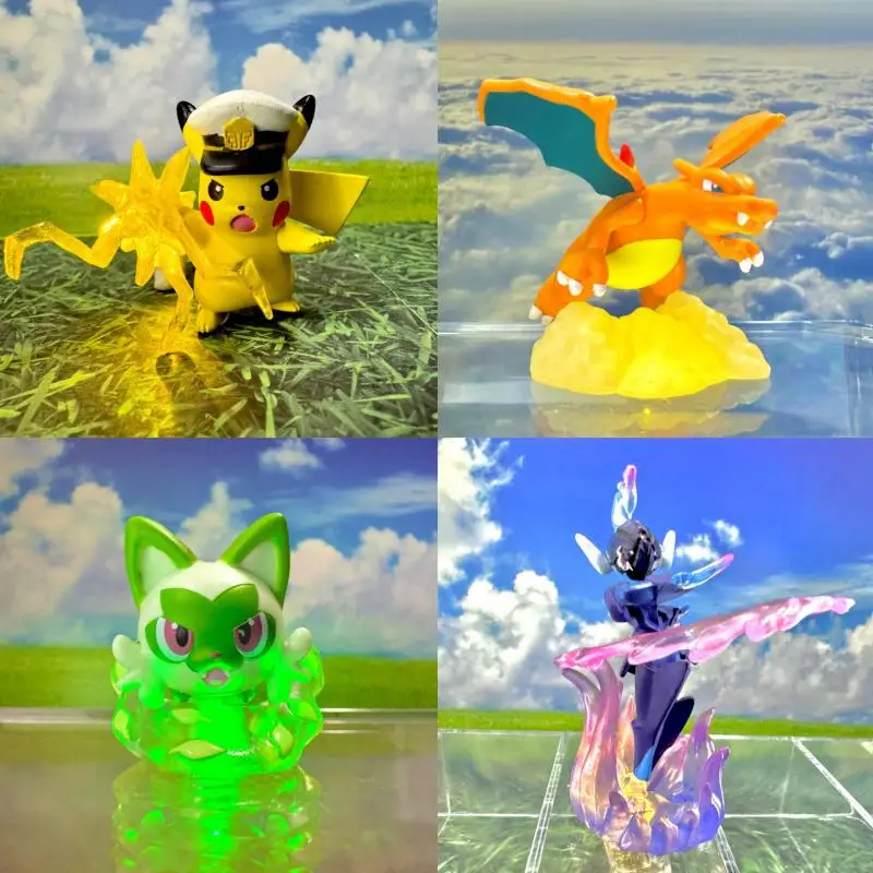 TOMY-figuras de acción de Pokémon trenzadas, juguetes para regalo, Pikachu, Sprigatito, Ceruledge, Charizard, set de 4 unidades