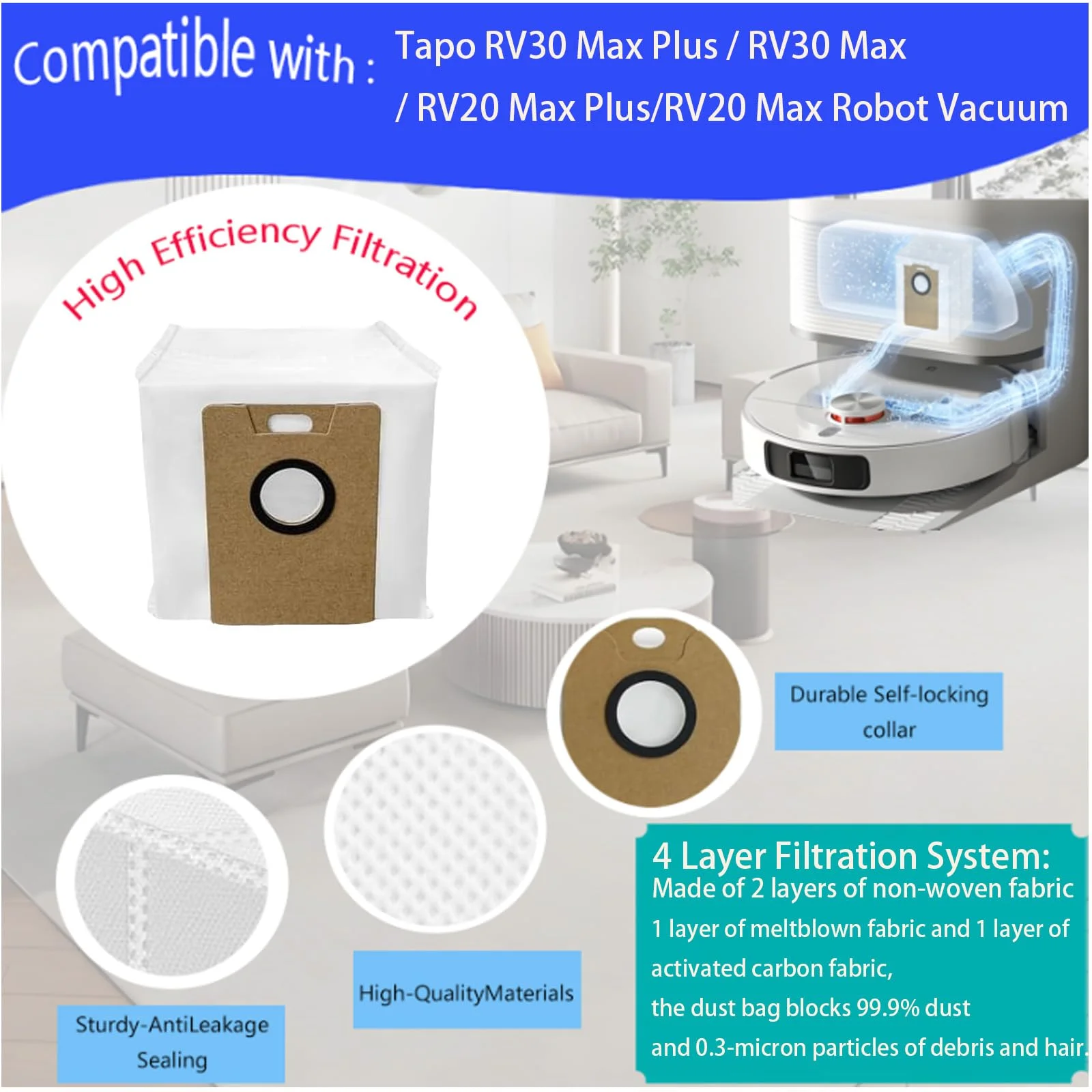 Accesorios para aspiradoras robot Tapo RV30 Max Plus/RV30 Max/RV20 Max Plus/RV20 Max: Cepillo principal, cepillo lateral