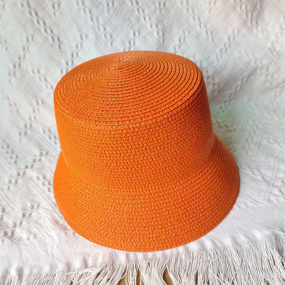 Summer Colorful Straw Hat for Women Men Fashion Chain Accessories Bucket Hat Beach Hat UV Resistant Sunshade Hat панама 버킷햇