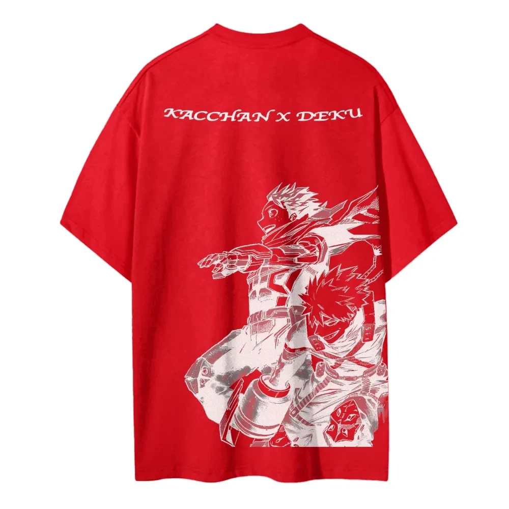 My Hero Academia Kacchan X Deku 2025 Summer Men's Cotton T Shirt Anime Streetwear Casual Short Sleeve Tops for Fans Black Loose - view 4