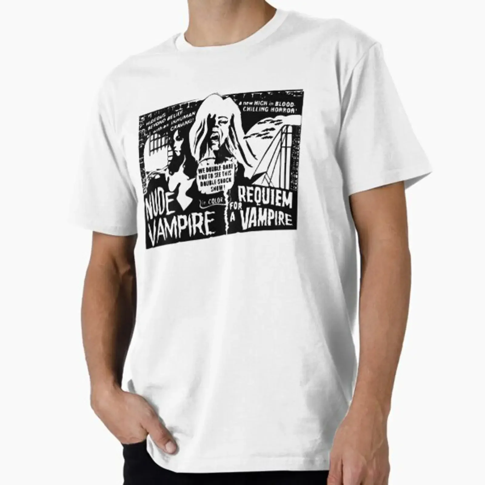 Requiem for a Vampire magazine halftone Premium T Shirt vintage Washed Stretched Top For Everyday Wear Stylish homme graphic