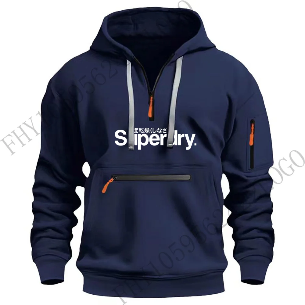 Autumn and winter men's outdoor hooded long-sleeved hoodie hoodie design multi-zipper hoodie casual sports pullover