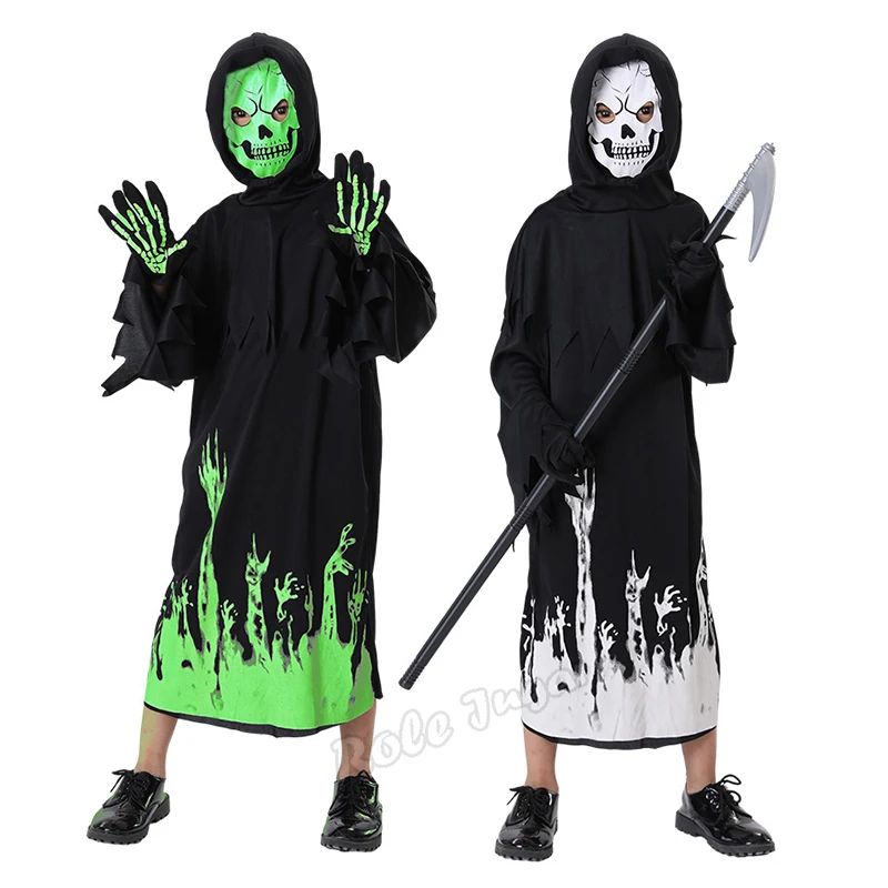 Halloween Horror Skeleton Ghost Death Costume Sickle Ghost Dark Messenger Scary Costumes Suit Carnival Theme Party Fancy