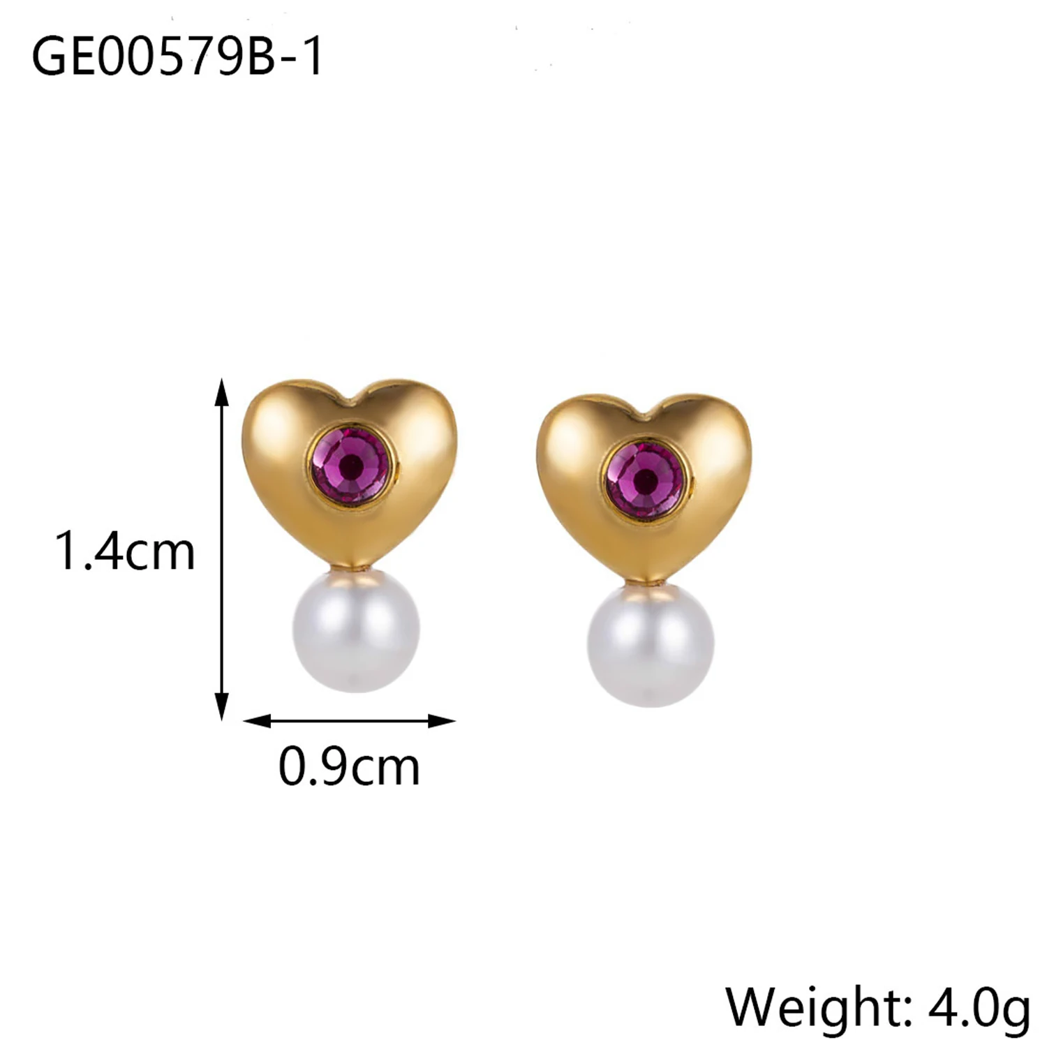 أزياء بسيطة هندسية القلب الزركون الفولاذ المقاوم للصدأ مطلية بالذهب السيدات اللؤلؤ قلادة إسقاط أقراط قلادة مجموعة مجوهرات