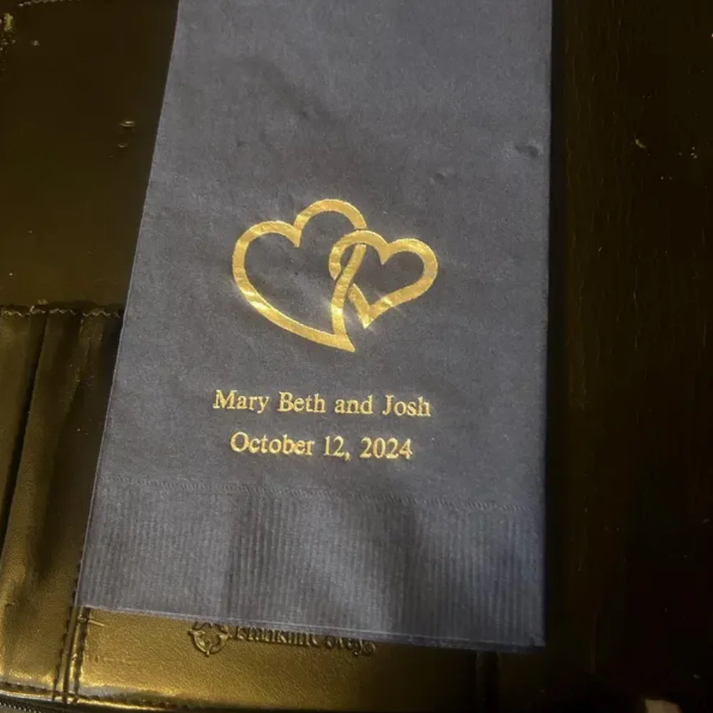 

50Pcs Interlocking Heart Print Napkins - Paper Wedding Napkin - Custom Napkins - Engagement Party - Anniversary Party - Bridal