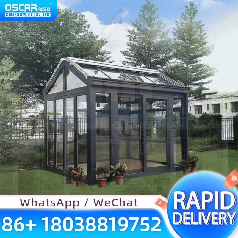Portable Aluminum Frame Double Glass Enclosure Sunspace for Backyard Patio Garden 1Year Warranty High Reorder Rate  sunroom