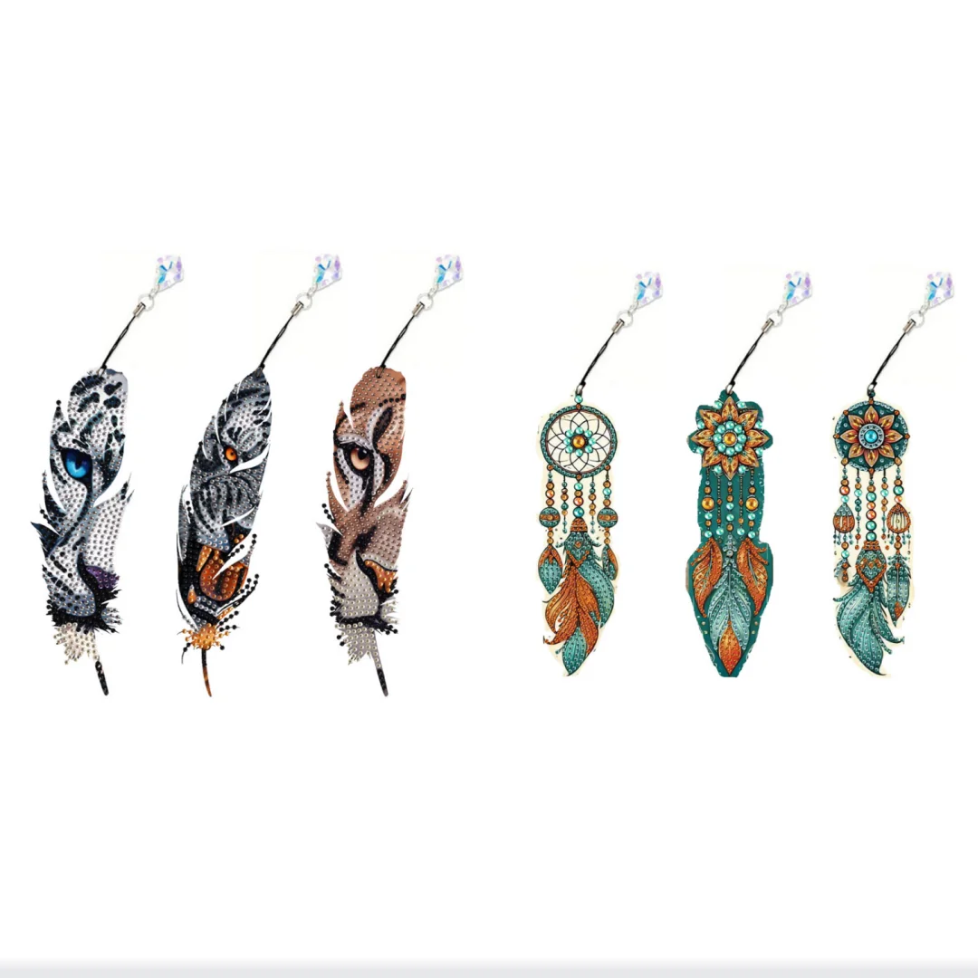 3 DIY-Diamant-Malerei-Sets, Tiermuster, Diamant-Malerei-Lesezeichen und Kristallanhänger aus PET-Material