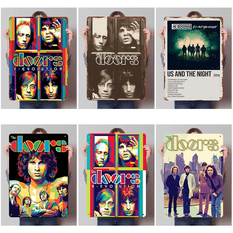 The Doors Metallposter Anpassbare Wandkunst Retro Vintage Metallschilder für Fans Männerhöhle Dekoration Zimmer Heim-Dekorationen