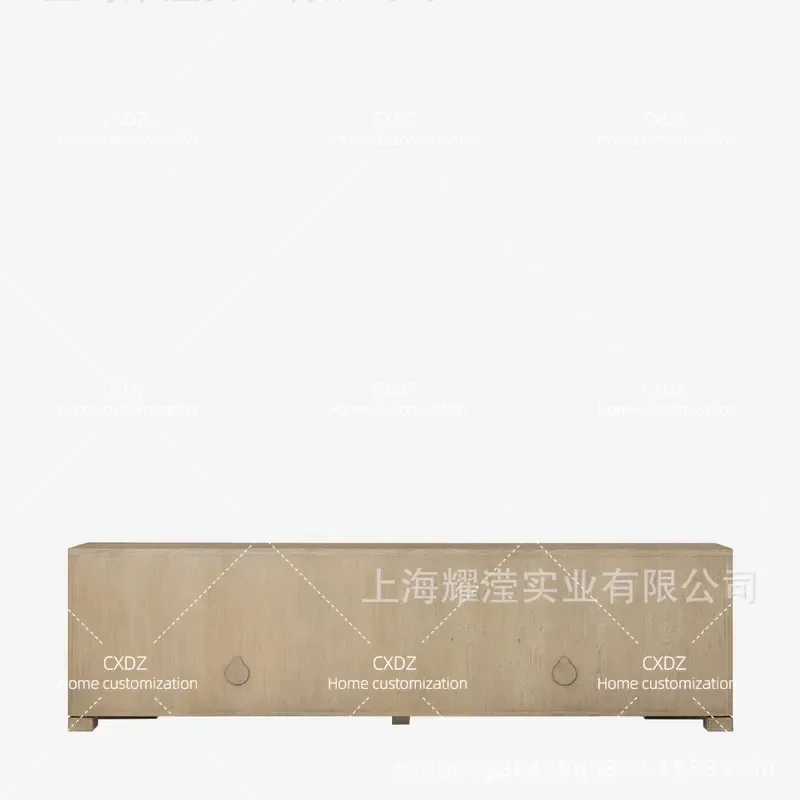 American Retro Solid Wood TV Cabinet Vertical Strip Oak Floor Storage Locker for Living Room Home Furniture