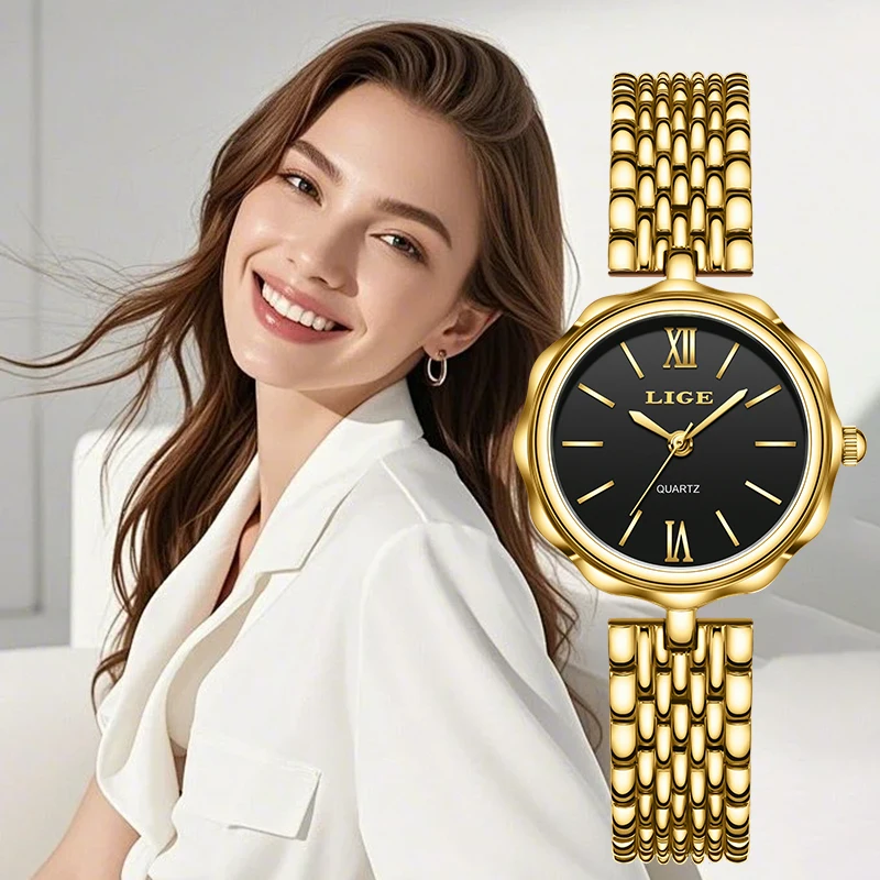 

LIGE Fashion Luxury Quartz Woman Watch Bracelet Elegant Casual Simple Stainless Steel Strap Waterproof Original Women Wristwatch
