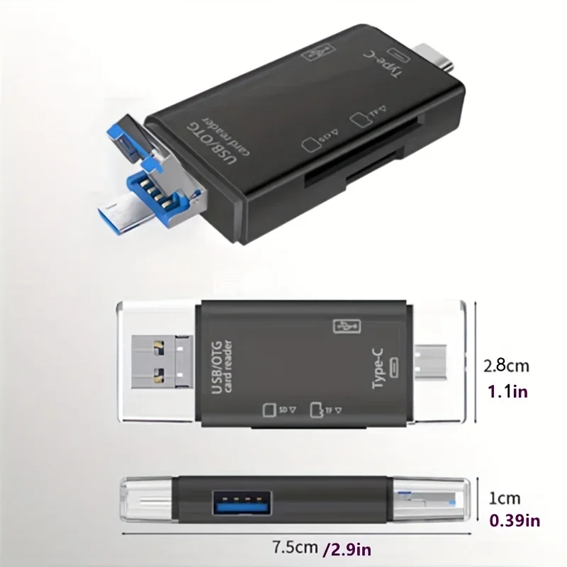 Czytnik kart OTG TF SD 6 w 1 Wielofunkcyjny adapter USB do pamięci flash do telefonu, komputera, aparatu i laptopa