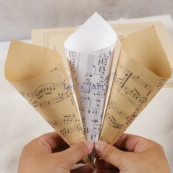 50Pcs Kraft Paper Musical Notes Confetti Cones Holder Laying Box Flower Tray Paper Cone Birthday Wedding Party Favors Decoration